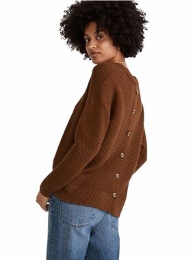 Madewell Greensboro Button-Back Sweater Heathered Cinnamon Size S #2208